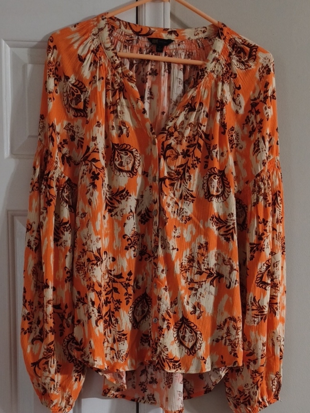 Frye Orange Floral Peasant Blouse